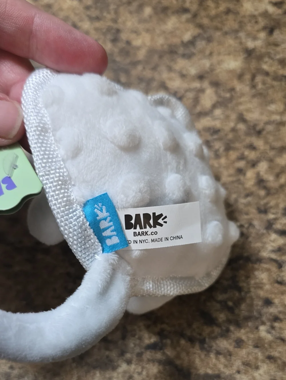 BARK White Manta Baby Plush Dog Toy with Pink & Lavender Accents NWT XS-S 0-20 P